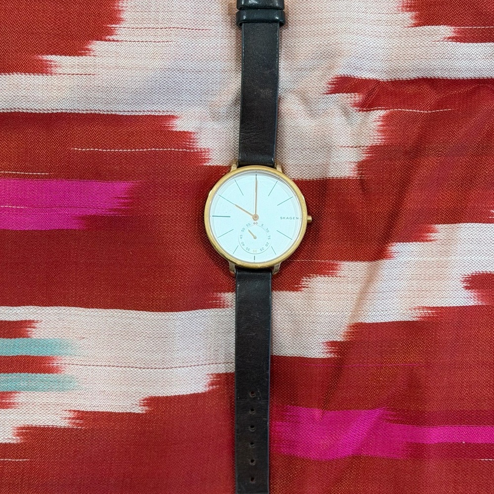 SKAGEN Rose Gold Watch, Brown Leather Strap